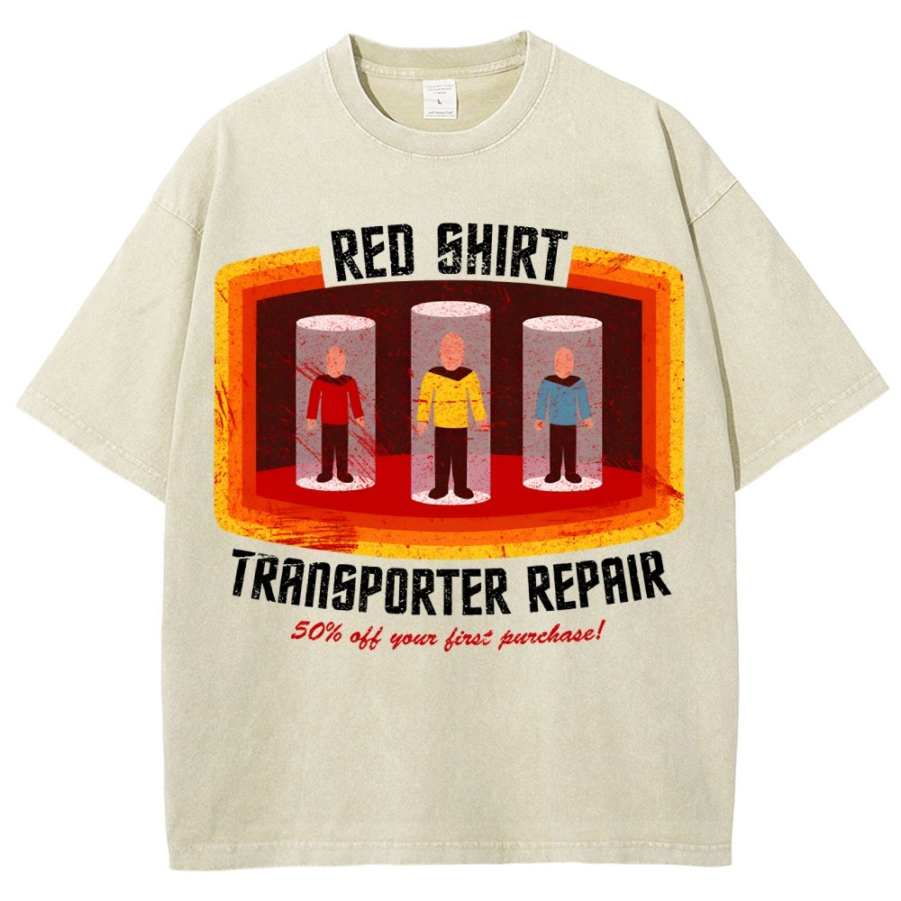 Red Shirt Spacecraft Repair Vintage Distressed T-shirt