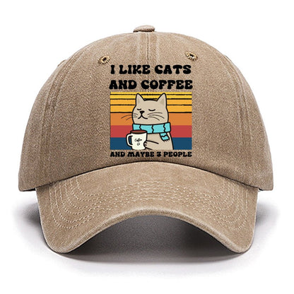 I Like Cats And Coffee And Maybe 3 People Funny Nerd Cotton Hat