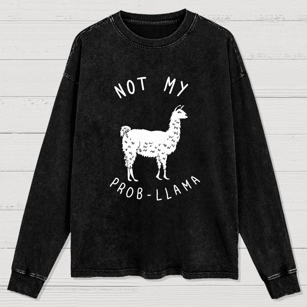 Not My Probllama Washed Long Sleeve Tee