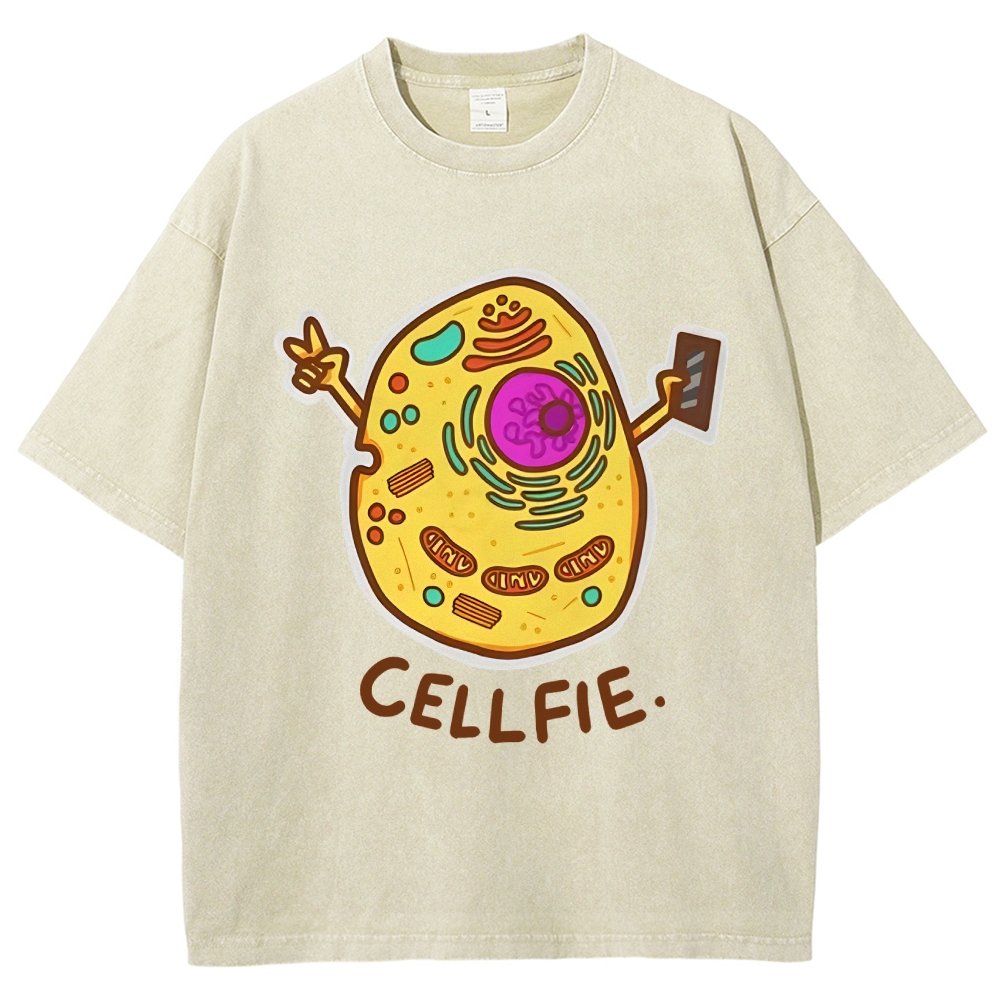 Biology pun Cell-Fie Vintage Distressed T-shirt
