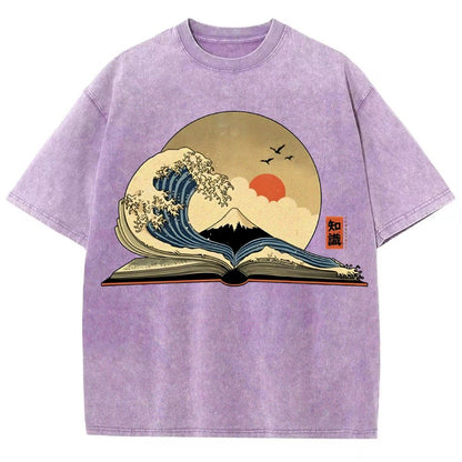 The Great Wave of Knowledge Vintage Distressed T-shirt