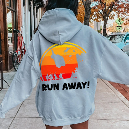 Run Away Printed Back Unisex Cotton Hoodie