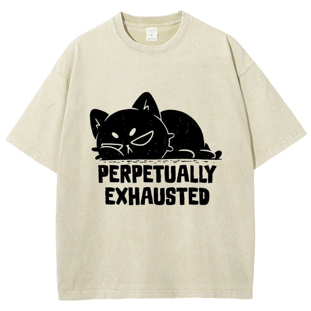 Perpetually Exhausted Cat Vintage Distressed T-shirt