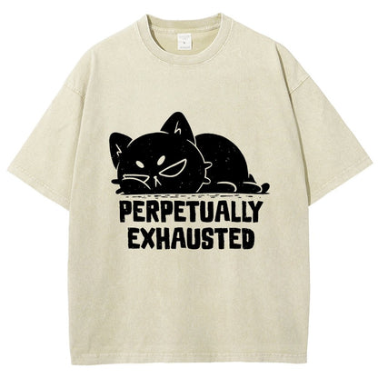 Perpetually Exhausted Cat Vintage Distressed T-shirt