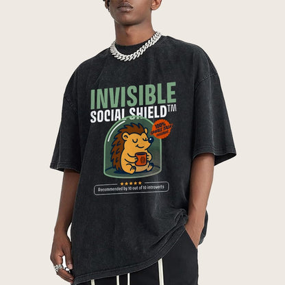 Invisible Social Shield Vintage Distressed T-shirt