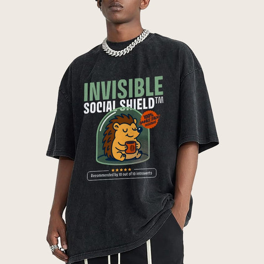 Invisible Social Shield Vintage Distressed T-shirt