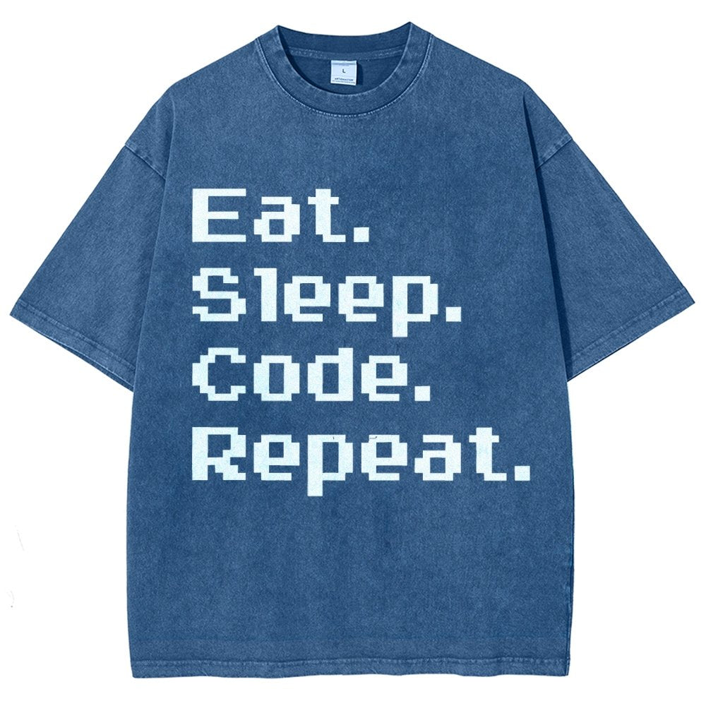 Eat Sleep Code Repeat Vintage Distressed T-shirt