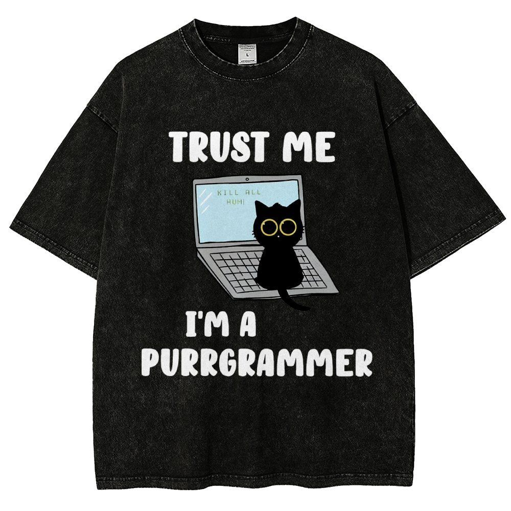 I'm A Purrgrammer Funny Cat Nerdy Vintage Distressed T-shirt