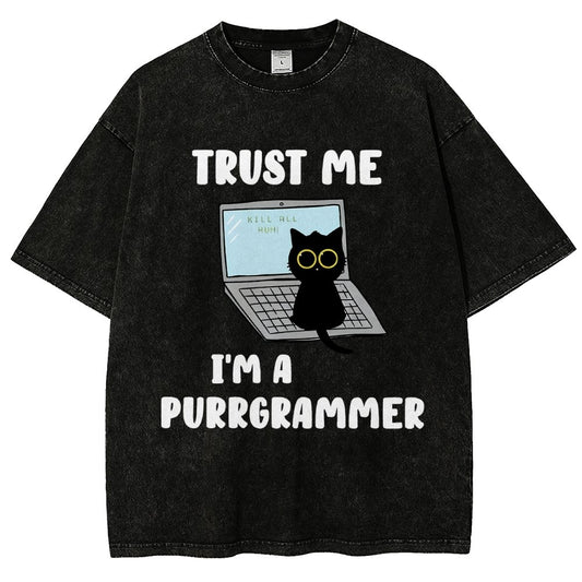 I'm A Purrgrammer Funny Cat Nerdy Vintage Distressed T-shirt