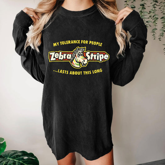Zebra Fruit Stripe Gum Washed Long Sleeve Tee