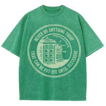 Time Travel Procrastination Vintage Distressed T-shirt