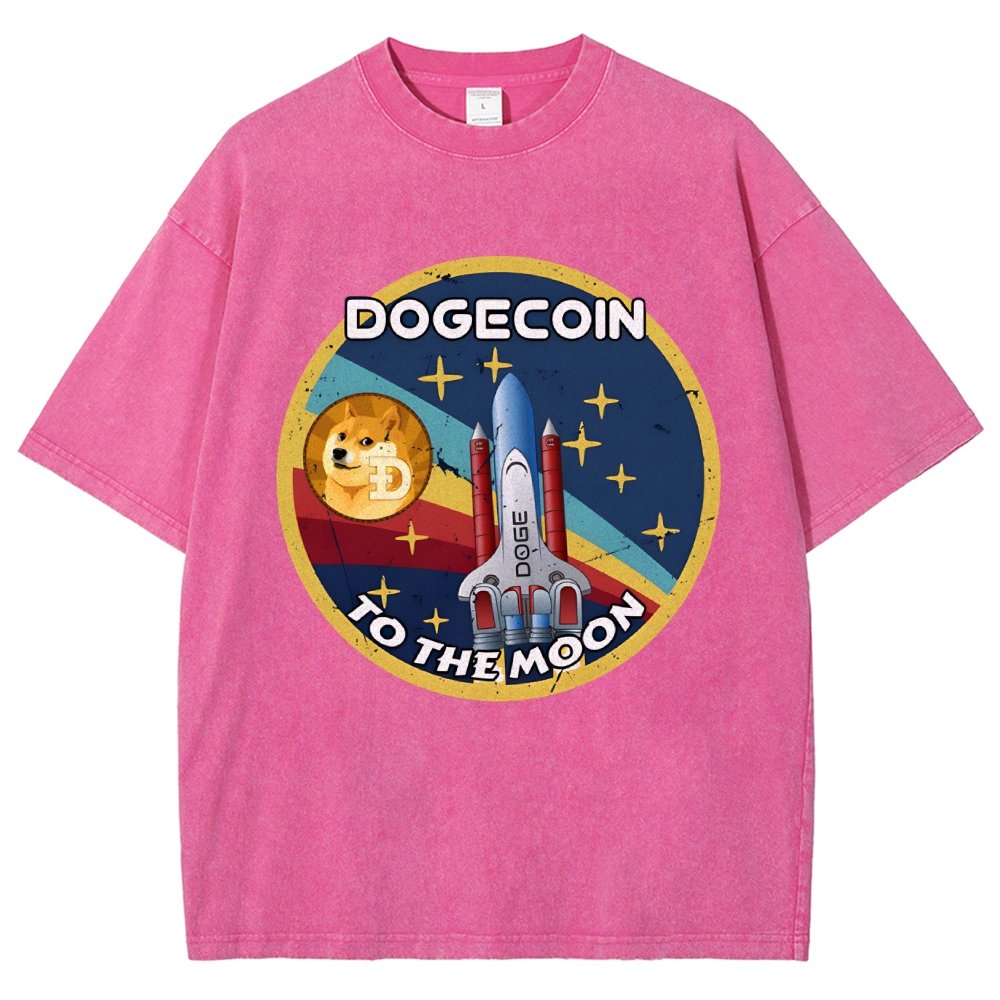 Dogecoin To The Moon DOGE Vintage Distressed T-shirt
