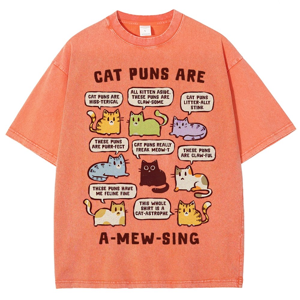 Cat Puns Are A-Mew-sing Vintage Distressed T-shirt