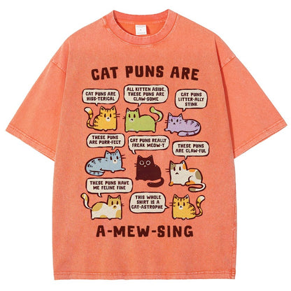 Cat Puns Are A-Mew-sing Vintage Distressed T-shirt