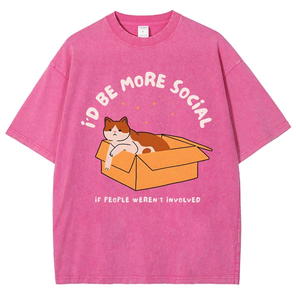 I'd Be More Social Vintage Distressed T-shirt