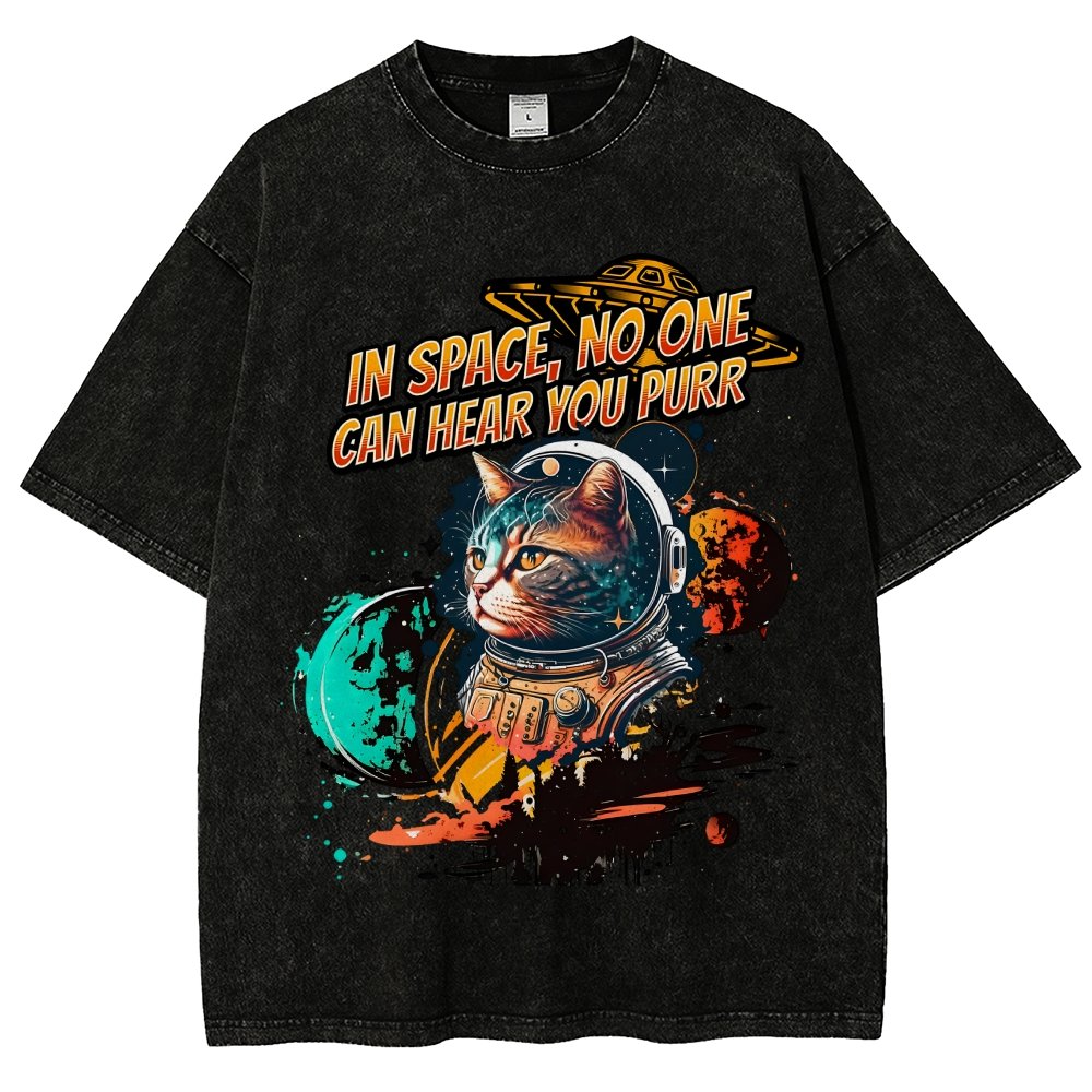 In Space No One Can Hear You Purr Vintage Distressed T-shirt