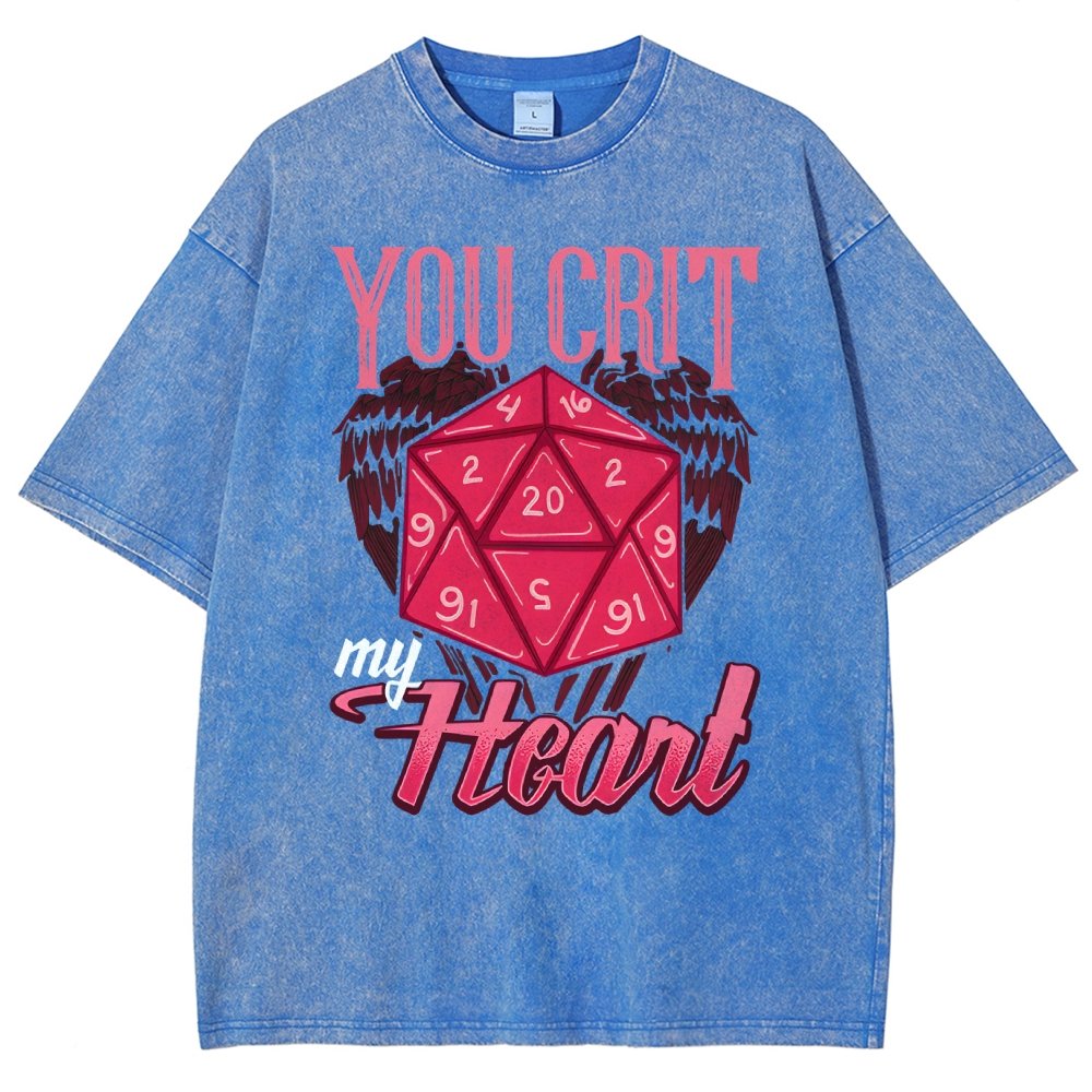You Crit My Heart Fun Board Game Valentine's Day Nerd Vintage Distressed T-shirt