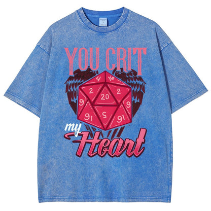 You Crit My Heart Fun Board Game Valentine's Day Nerd Vintage Distressed T-shirt