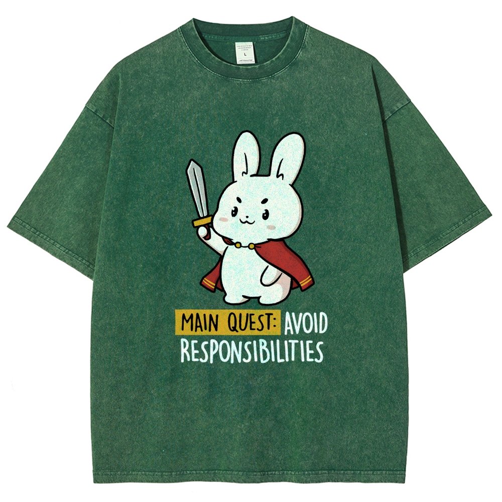 Main Quest Avoid Responsibilities Vintage Distressed T-shirt