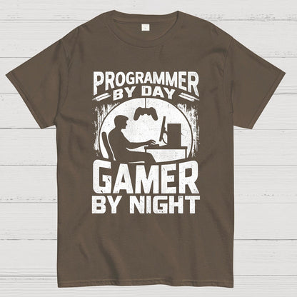 Programmer By Day Gamer By Night Computer Programming T-Shirt