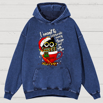 Christmas Cat Vintage Distressed Hoodie