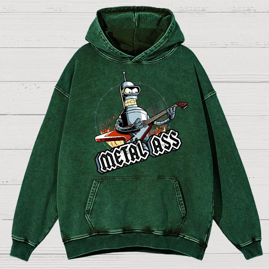 Robot Metal Rock Vintage Distressed Hoodie