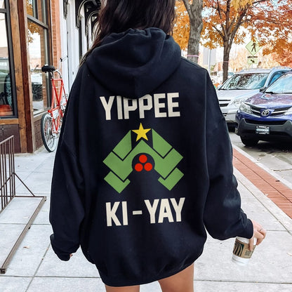 YIPPEE KI-YAY Printed Back Unisex Cotton Hoodie