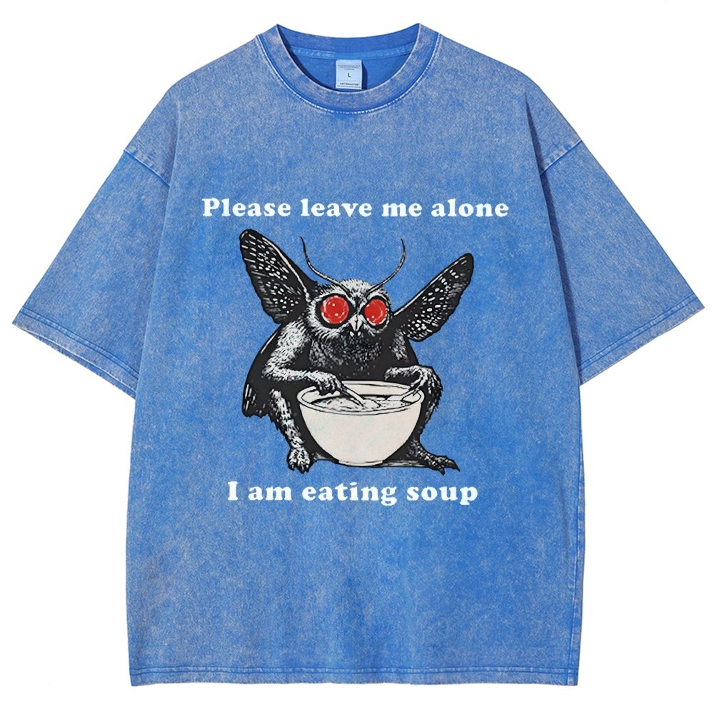 Mothman Eating Soup Please Leave Me Alone I Am Eating Soup Vintage Distressed T-shirt