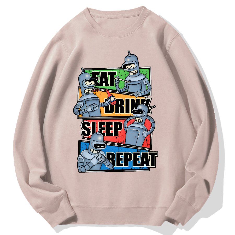 Eat Drink Sleep Repeat Geek Cotton Sweatshirt