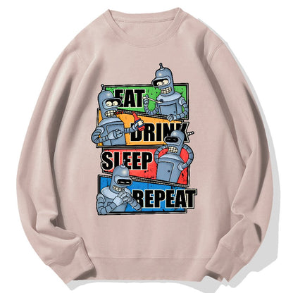 Eat Drink Sleep Repeat Geek Cotton Sweatshirt