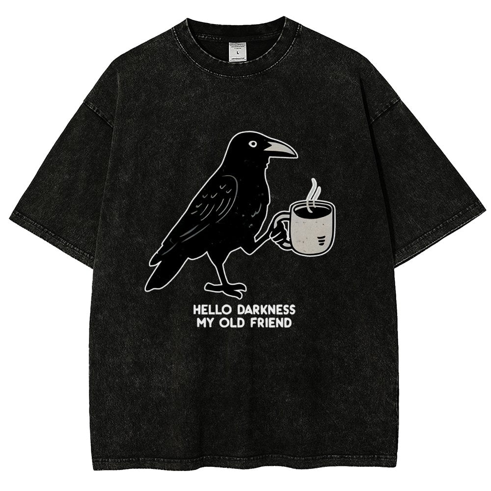Raven Crow Coffee Vintage Distressed T-shirt