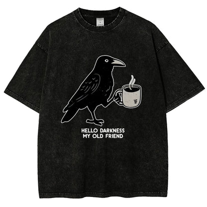 Raven Crow Coffee Vintage Distressed T-shirt