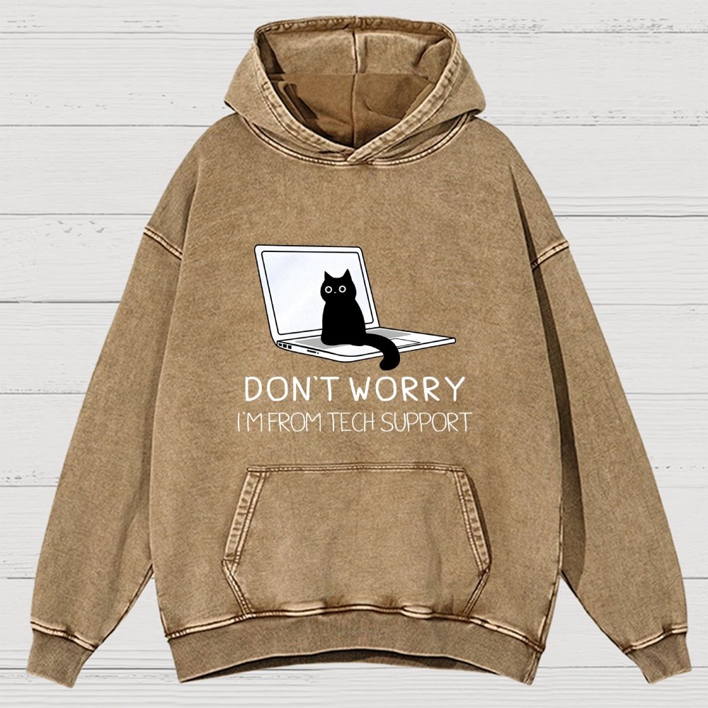Funny Cat Tech Support  Vintage Distressed Hoodie
