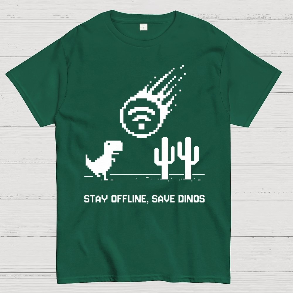 Stay Offline, Save dinos Geek T-Shirt