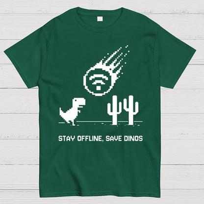 Stay Offline, Save dinos Geek T-Shirt