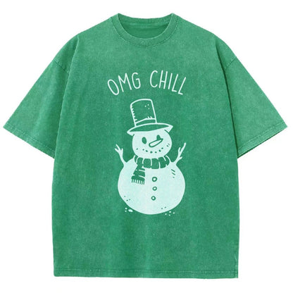 OMG Chill Christmas Vintage Distressed T-shirt