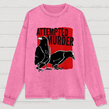Attempted Murder Crow Washed Long Sleeve Tee