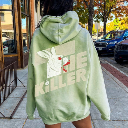 Mysterious Rabbit Printed Back Unisex Cotton Hoodie