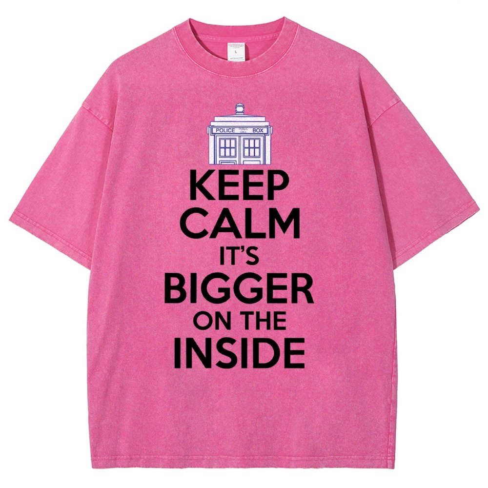 Keep Calm It's Larger On The Inside Vintage Distressed T-shirt