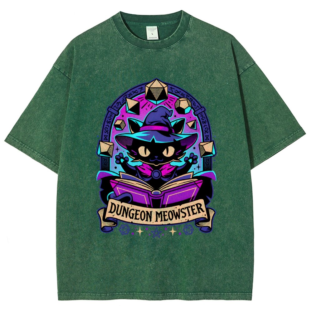 Feline Dungeon Keeper Meowster Vintage Distressed T-shirt