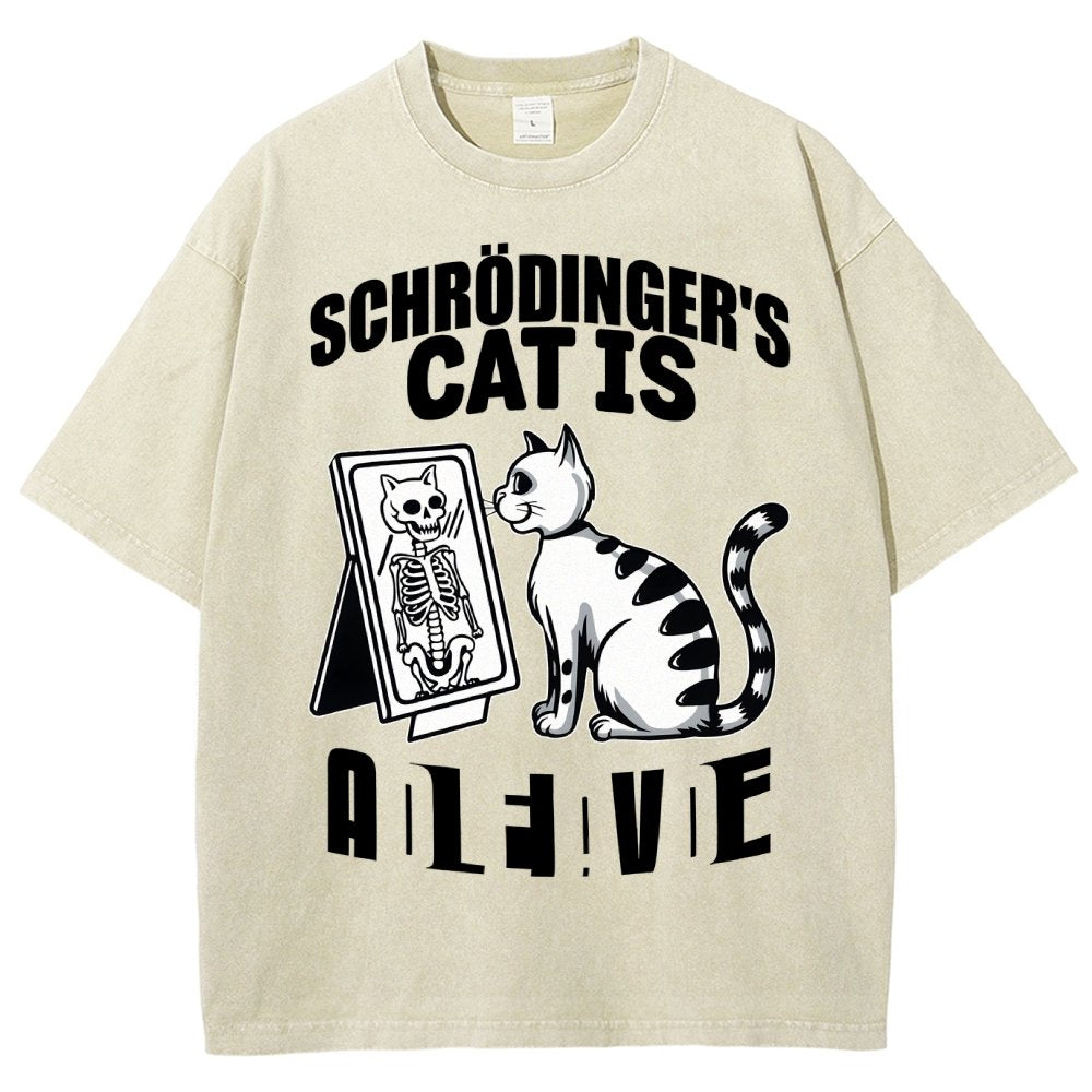 Schrödinger's Cat Dead And Alive Männer Vintage Distressed T-shirt