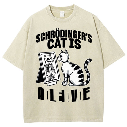 Schrödinger's Cat Dead And Alive Männer Vintage Distressed T-shirt