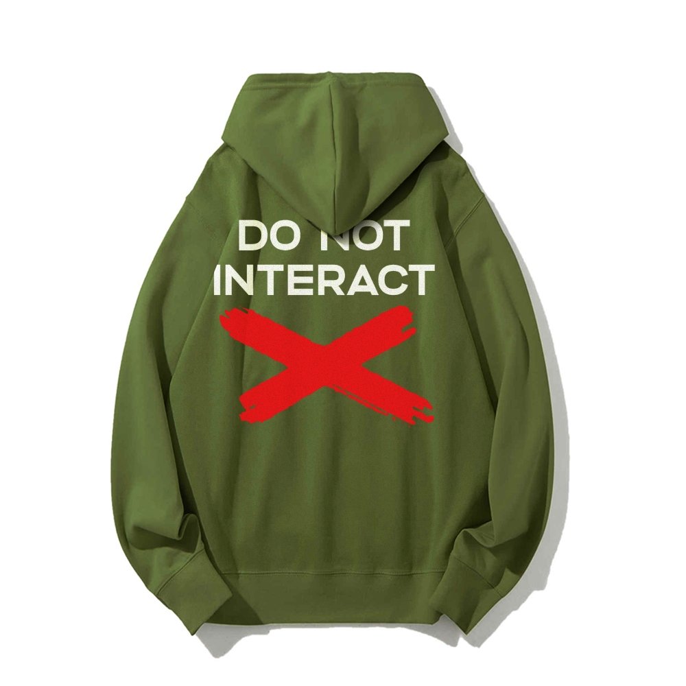 Do Not Interact Printed Back Unisex Cotton Hoodie
