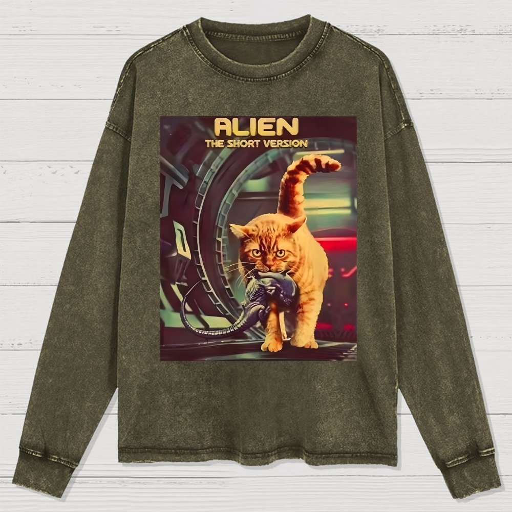 Mystery Cat Heavy Washed Long Sleeve Tee