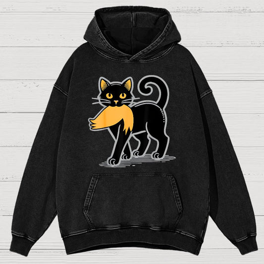 Black Cat Satire Vintage Distressed Hoodie