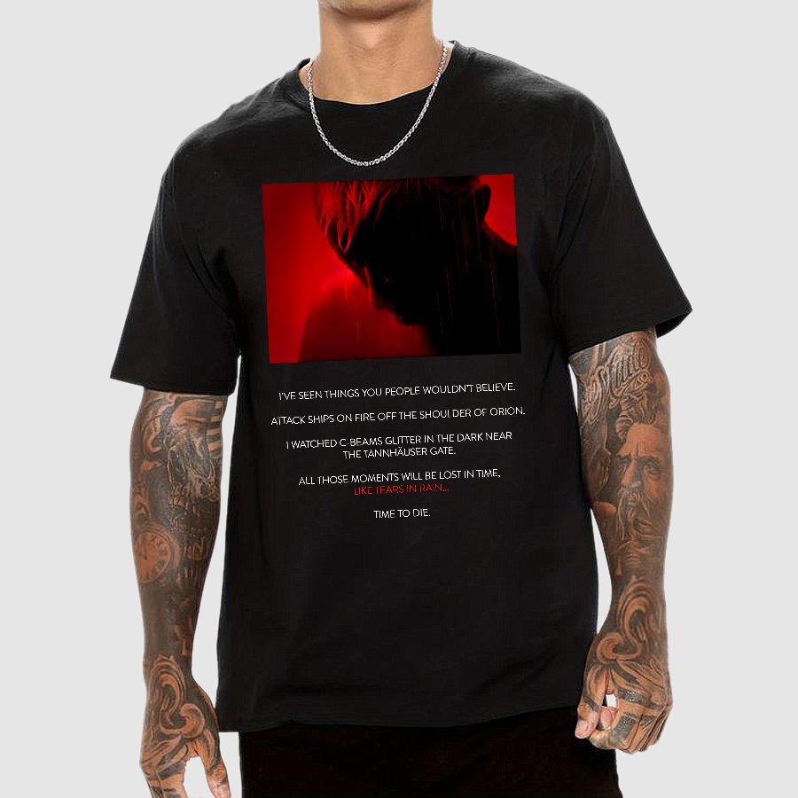 Tears in Rain-Tears in Red-Time to Die Geek T-Shirt