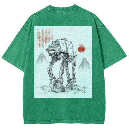 Astrobot Invention Armored Walker Back Print Washed T-Shirt