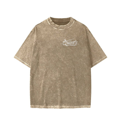 Captain's Shark Fishing Front And Back Printing Washed T-shirt