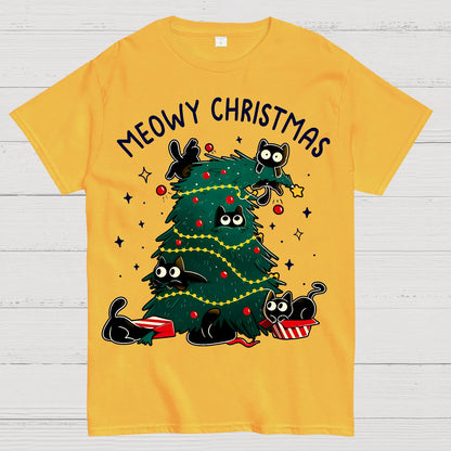 Meowy Christmas Funny Cats Geek T-Shirt