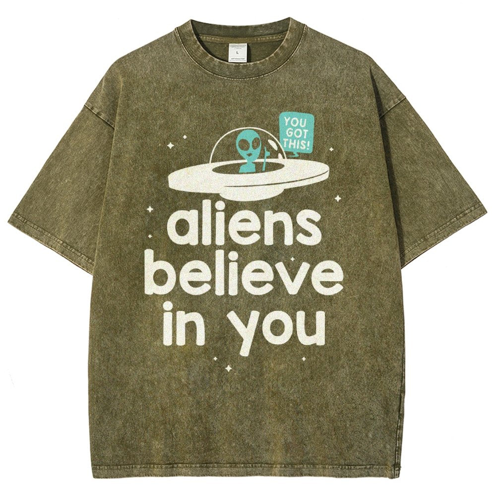 Mystery Creatures Believe In You Vintage Distressed T-shirt